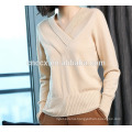 P18B10TR lady's 100% cashmere V-neck sweater